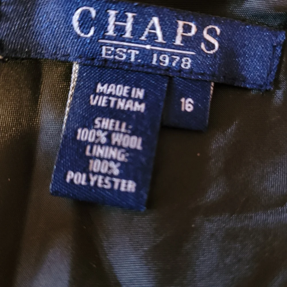 Chaps 100% Wool Skirt Size 16 Black and White Lined Pleated Ruffle Side Zip - Picture 7 of 7